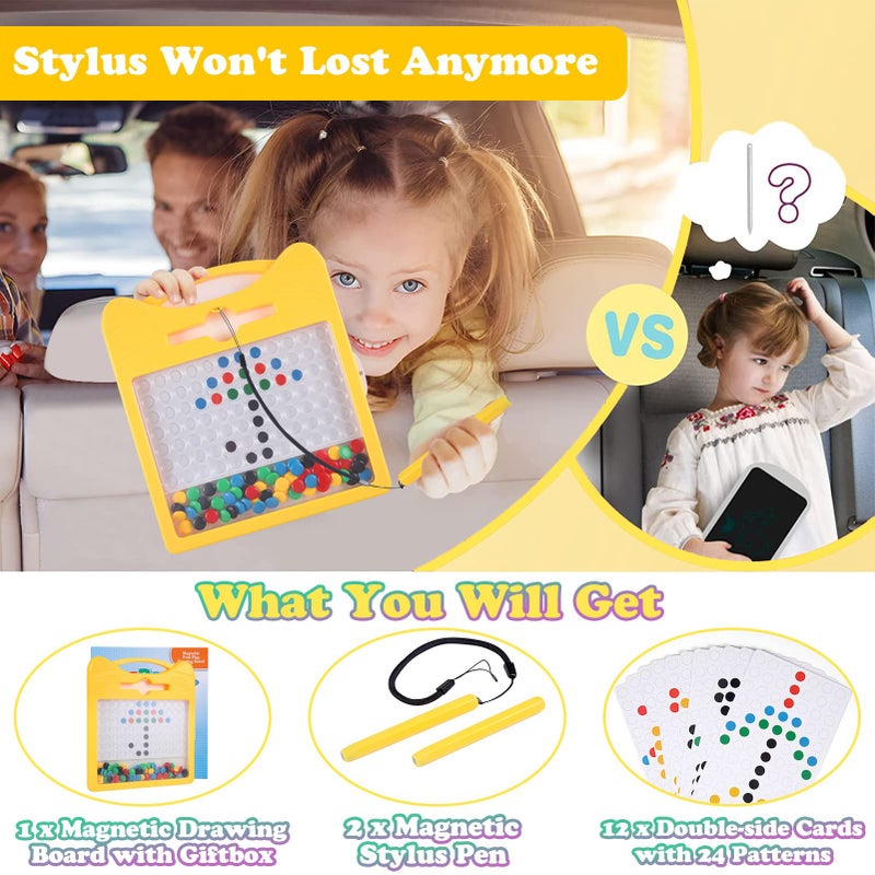 Svance Magnetic Drawing Board for Kids, Toddler Magnet Doodle Board with 2 Pens, Magnetic Dot Art, Fine Motor Skills Toys, Airplane Travel Essentials Toys for Boys Girls (Yellow Cat) - Image 5