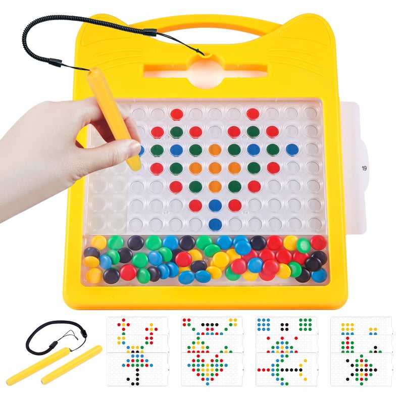 Svance Magnetic Drawing Board for Kids, Toddler Magnet Doodle Board with 2 Pens, Magnetic Dot Art, Fine Motor Skills Toys, Airplane Travel Essentials Toys for Boys Girls (Yellow Cat) - Image 1