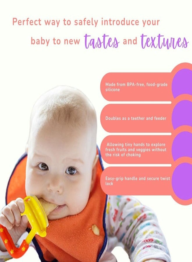 Progeny Silicone Fruit/Food Nibbler | Soft Teether for Baby with Extra Mesh | for Infants (Sunset) - Image 2