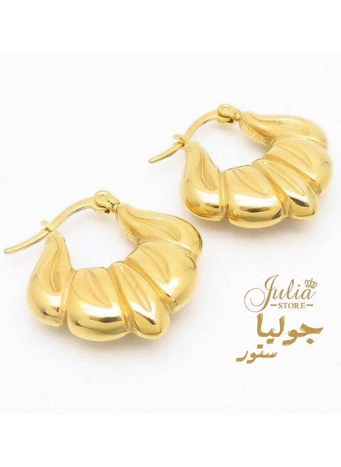 18K Gold Plated Wheat Twisted Hoop Earrings Lightweight Thick Stainless Steel Geometric Large Circle Earrings Hypoallergenic 4mm Wide Big Gold Hoop Earrings By Julia Store