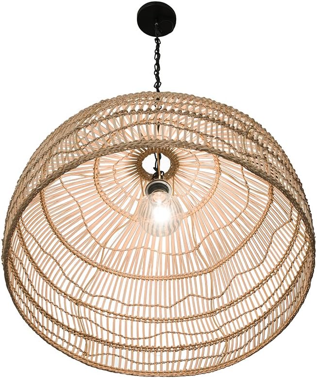 Kouboo KOUBOO Open Weave Rattan Cane Rib Dome Hanging Ceiling Lamp Modern Mount  Pendant Ceiling Lights Fixtures for Kitchen Hallway Bedroom One Size Wheat  - Image 4