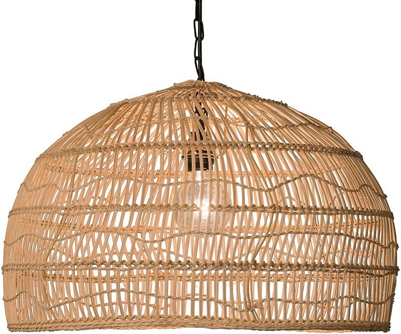Kouboo KOUBOO Open Weave Rattan Cane Rib Dome Hanging Ceiling Lamp Modern Mount  Pendant Ceiling Lights Fixtures for Kitchen Hallway Bedroom One Size Wheat  - Image 2