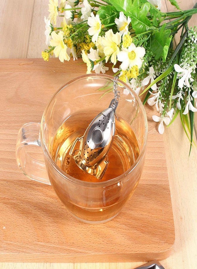 Chazcool Stainless Steel Tea Strainer, Rocket Ship Tea Infuser with Chain, Rocket Shape Loose Tea Filter for Leaf Herbal Spice Brewing Steeping Home Teaware Accessories - Image 5