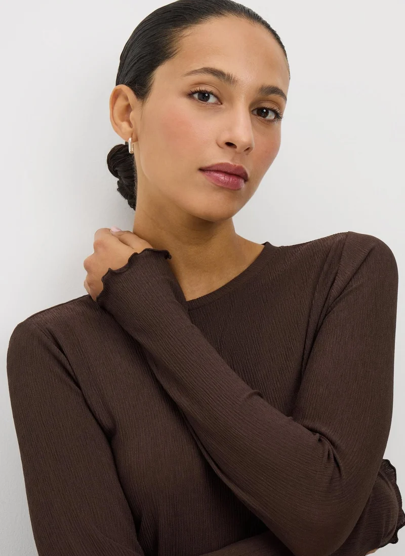 ماتلان Chocolate Long Sleeve Mesh Top