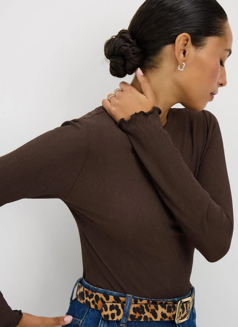 ماتلان Chocolate Long Sleeve Mesh Top