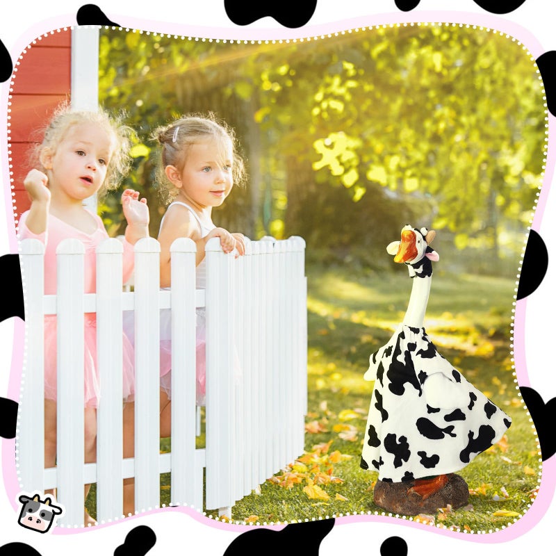 Cutecrop Cow Goose Outfit Clothes for 23" High Cement or Plastic Goose Lawn Clothing Porch Garden Costume - Image 3