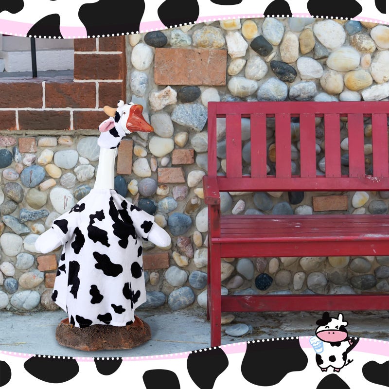 Cutecrop Cow Goose Outfit Clothes for 23" High Cement or Plastic Goose Lawn Clothing Porch Garden Costume - Image 4