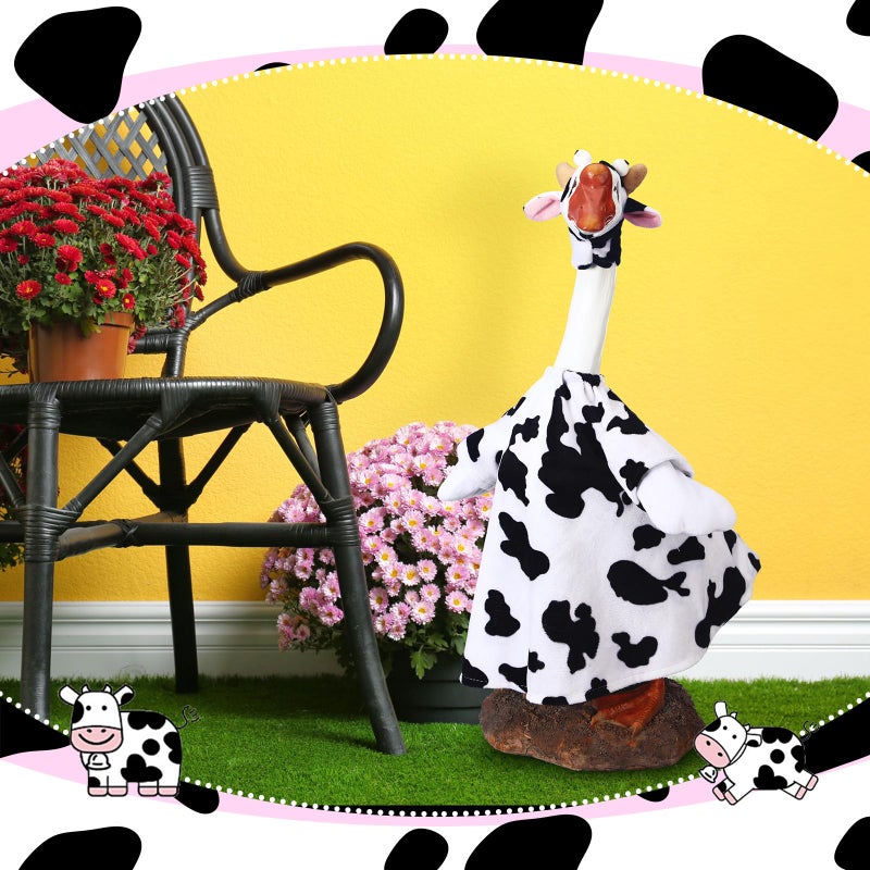 Cutecrop Cow Goose Outfit Clothes for 23" High Cement or Plastic Goose Lawn Clothing Porch Garden Costume - Image 2