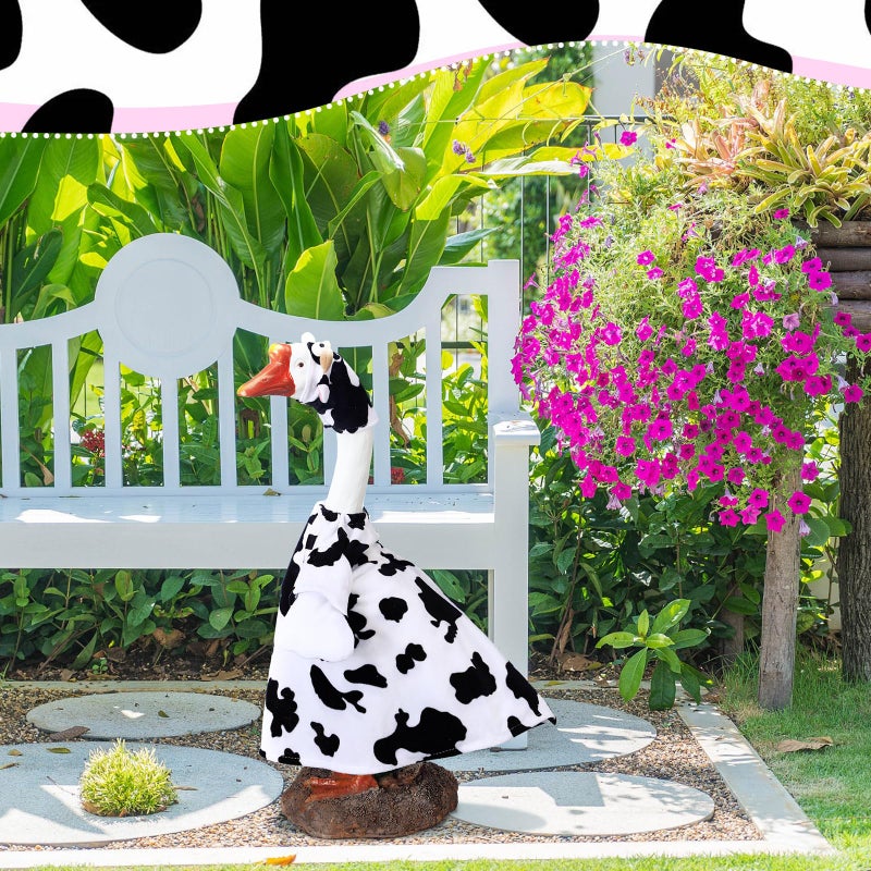 Cutecrop Cow Goose Outfit Clothes for 23" High Cement or Plastic Goose Lawn Clothing Porch Garden Costume - Image 5
