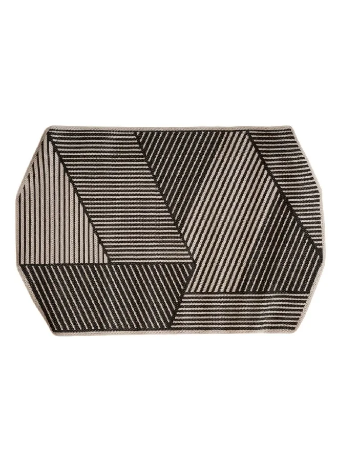 atmosphera Stripe Pattern Decorative Rectangular Indoor/Outdoor Rug Black and White 160 x 230 cm 194304