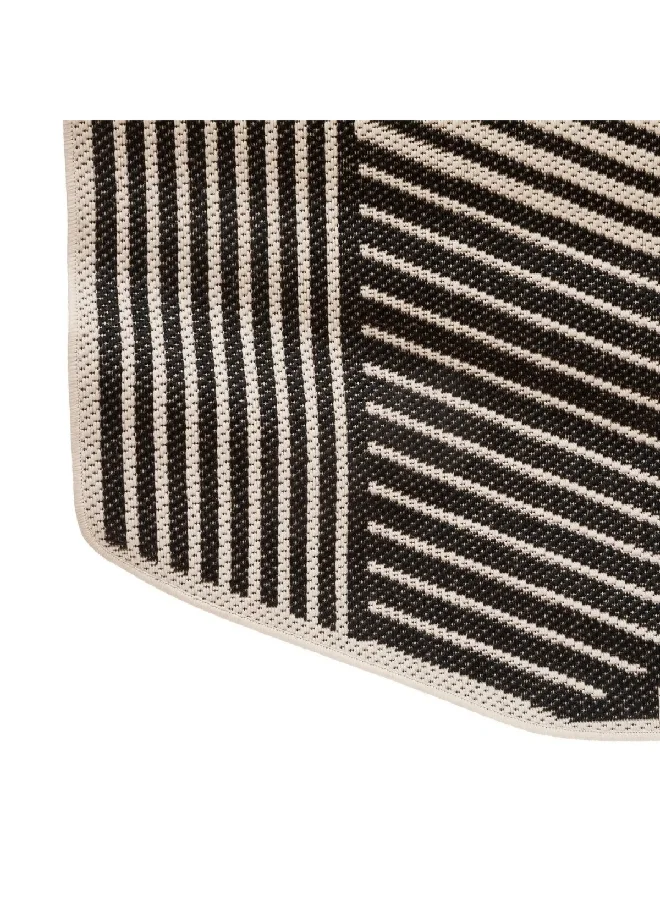 atmosphera Stripe Pattern Decorative Rectangular Indoor/Outdoor Rug Black and White 160 x 230 cm 194304