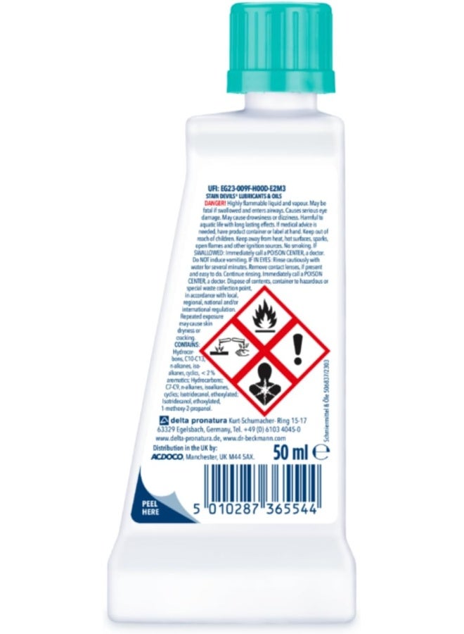 Dr. Beckmann Dr Beckmann Stain Devils 50ml Lubricant & Grease Stain Remover Powerful Fabric Cleaner for Oil Grease Motor Lubricant Stains Clothing Upholstery Carpet Cleaning Solution Fast Acting Formula - Image 2