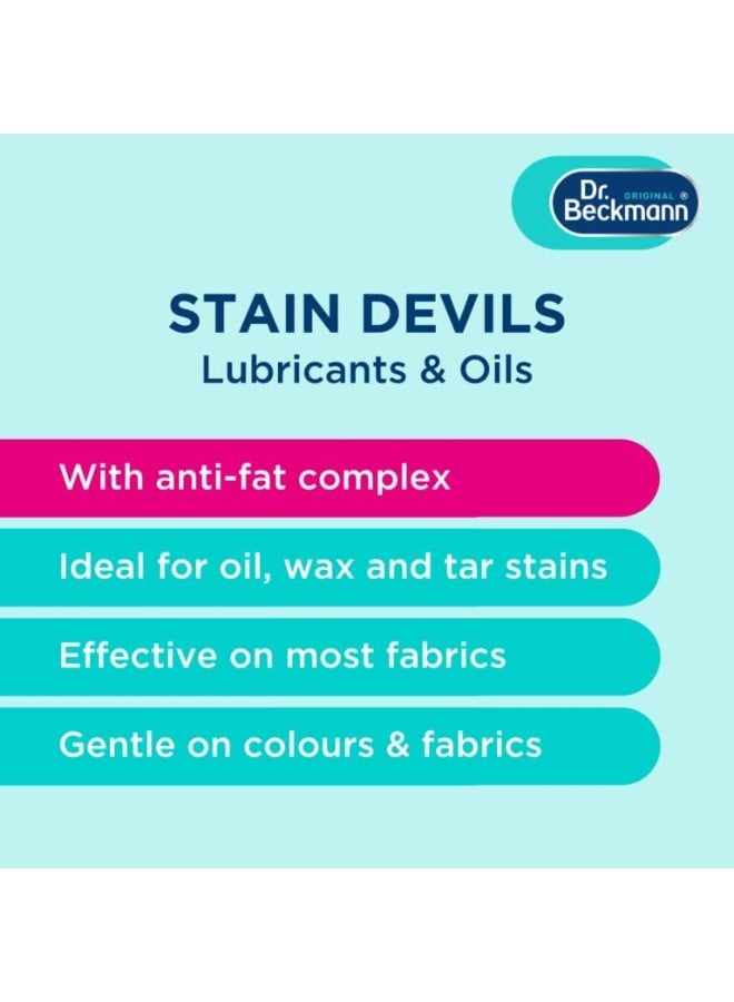 Dr. Beckmann Dr Beckmann Stain Devils 50ml Lubricant & Grease Stain Remover Powerful Fabric Cleaner for Oil Grease Motor Lubricant Stains Clothing Upholstery Carpet Cleaning Solution Fast Acting Formula - Image 3