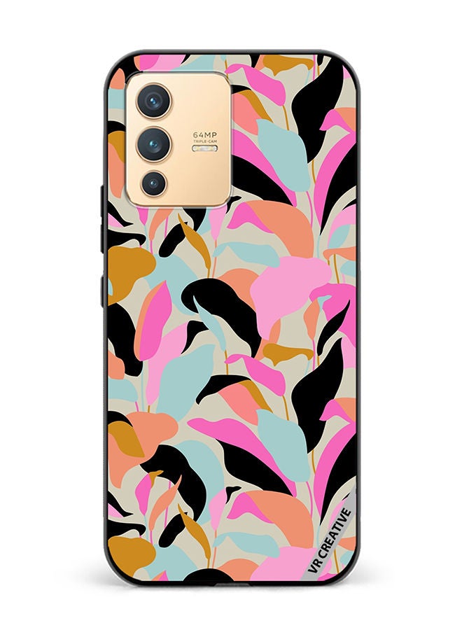 VR CREATIVE Protective Case Cover For Vivo V23 5G Elegant Botanical Leaves Abstract Seamless Pattern Design Multicolour - Image 1