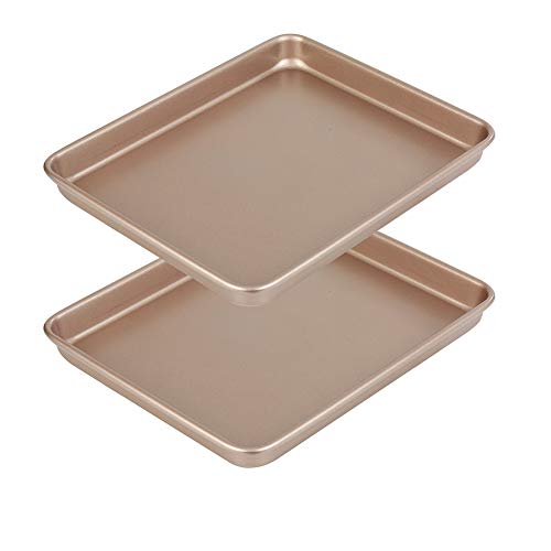 Walooza 11 Inch Baking Sheets Pan Nonstick Set of 2, Walooza Cookie Sheet Replacement Toaster Oven Tray，Deep Size 1 inch Bakeware, Non Toxic & Heavy Duty & Easy Clean - Image 1