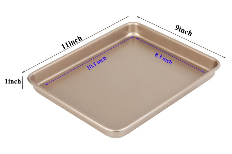 Walooza 11 Inch Baking Sheets Pan Nonstick Set of 2, Walooza Cookie Sheet Replacement Toaster Oven Tray，Deep Size 1 inch Bakeware, Non Toxic & Heavy Duty & Easy Clean - Image 2