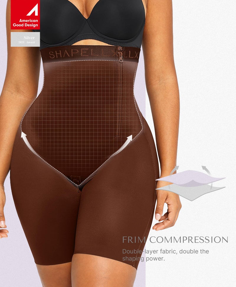 SHAPELLX Butt Lifting Shapewear Body Shaper Tummy Control Butt Lifter High Waisted Body Shaper Shorts Shapewear for Women Tummy Control Slip Higher Power (Brown, Large) - Image 2