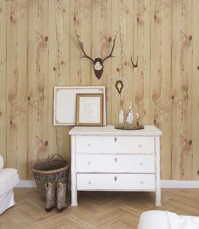 EeeComing 197.7" Wood Contact Paper Wood Wallpaper Peel and Stick Wallpaper Wood Grain Wallpaper Wood Self Adhesive Contact Paper Rustic Wood Wallpaper Distressed Removable Vinyl Film Roll - Image 3
