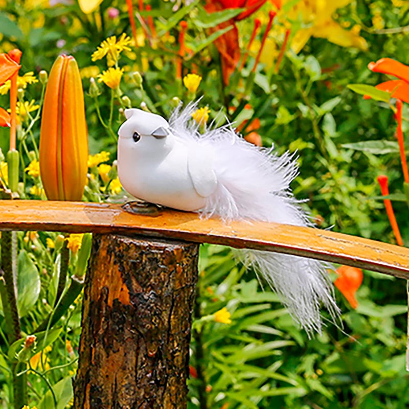 Berfutall-Artepticial Bird مع مجموعة زخارف الريش من 9 ترتيب زهرة عيد الحب مع مقطع 6.5 "" - Image 2