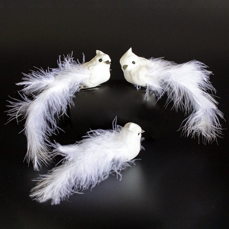 Berfutall-Artepticial Bird مع مجموعة زخارف الريش من 9 ترتيب زهرة عيد الحب مع مقطع 6.5 "" - Image 3