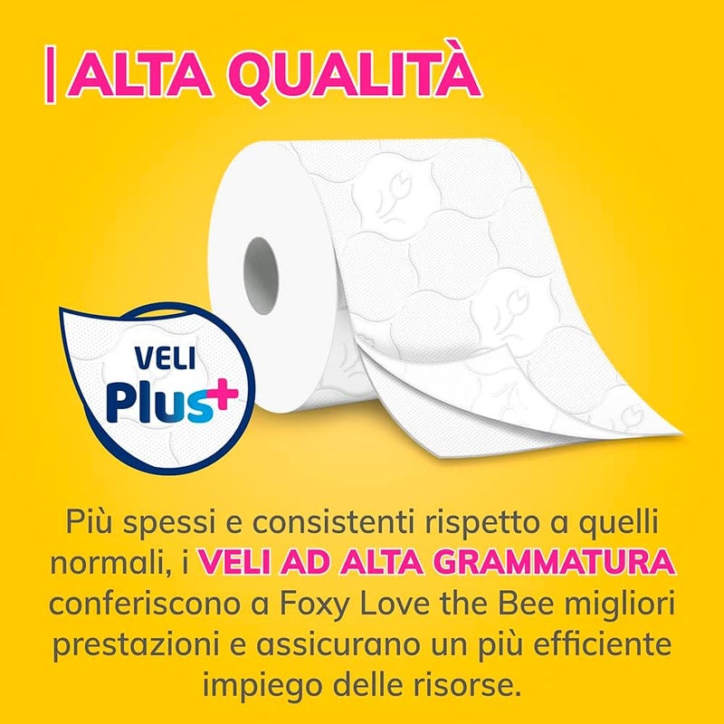 Foxy Love The Bee | Toilet Paper 56 Rolls of 225 tears | 2 ply high Thickness | FSC | 100% Renewable Electricity| Recyclable Packaging Made from Recycled Plastic - Image 4