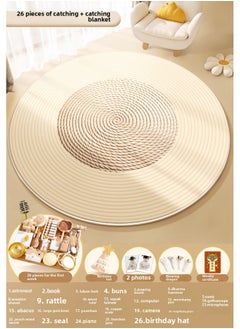 Week-catching Supplies Props One-year-old Set Boys And Girls Birthday Ceremony Layout Full Set Of Log Style Lottery Carpet Modern-Color:[thick Anti-slip] 26 Pieces Of Log Style Weekly Party Props + Weekly Birth Carpet (collect And Purchase