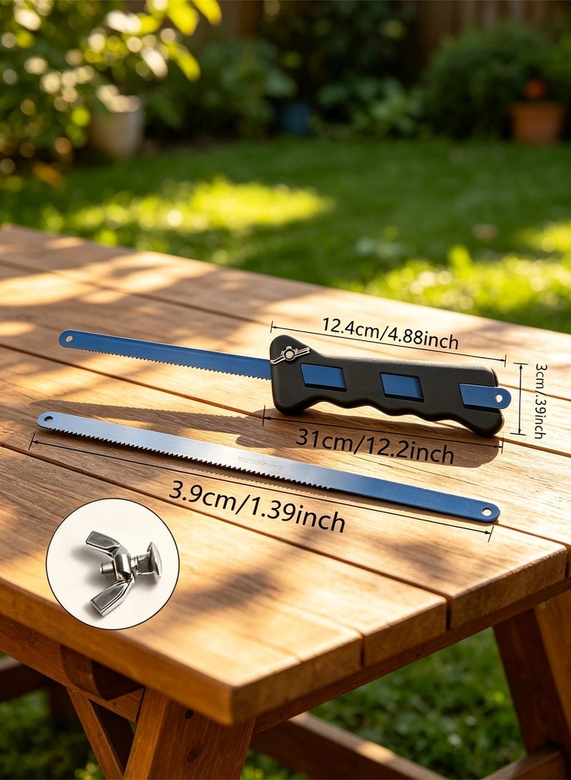 LOOPITYS 3PCS Mini Hand Saw Set – Portable Blue Coping Saw with 2 Extra Replacement Blades, Ergonomic Grip DIY Craft Saw, Compact Woodworking & Metal Cutting Tool for Model Making, Home Workshop & Hobby Projects - Image 2
