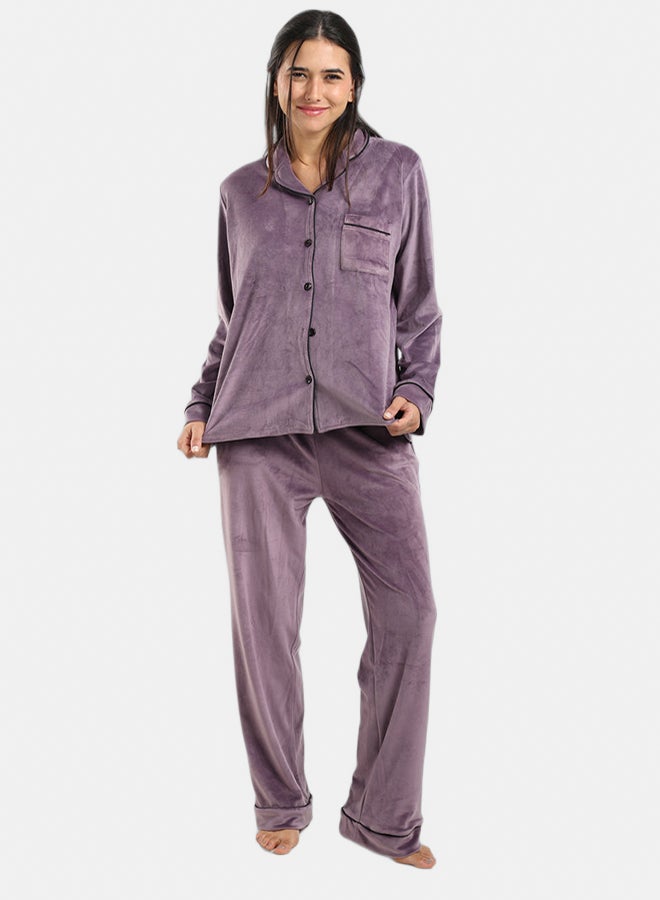 Carina Piping Velvet Pyjama Set - Image 1