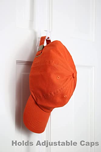 Perfect Curve Hat Organizer Cap Rack FAV | Hat Racks | Hold up to 40 caps | Over Door Organizer for Baseball Hat | Fitted & Adjustable Caps & Visors | Door Slam Proof | 2 Straps | White - Image 4
