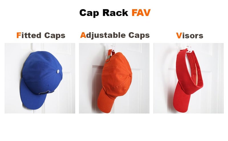 Perfect Curve Hat Organizer Cap Rack FAV | Hat Racks | Hold up to 40 caps | Over Door Organizer for Baseball Hat | Fitted & Adjustable Caps & Visors | Door Slam Proof | 2 Straps | White - Image 3