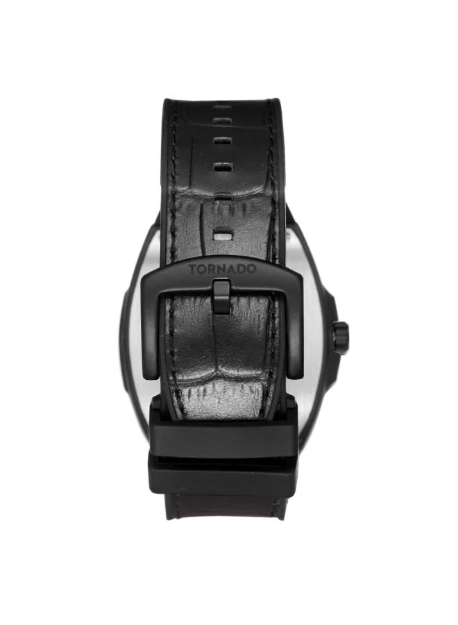 TORNADO Men's Leather-rubber fusion straps (genuine leather on top, rubber underside) Analog Watch T25301-BLBB - 44 mm