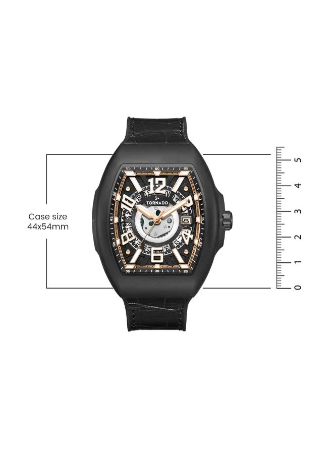 TORNADO Men's Leather-rubber fusion straps (genuine leather on top, rubber underside) Analog Watch T25301-BLBB - 44 mm