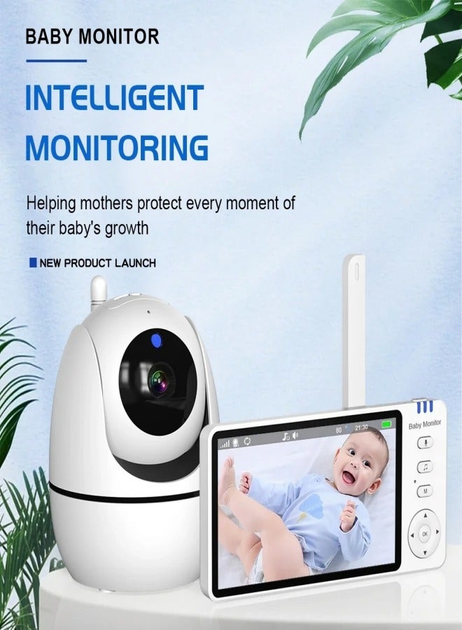 Jubilin 5.0" Baby Monitor, 720P Screen Baby Monitor, 2X Digital Zoom, Two-Way Audio, Temperature Monitoring, Night Vision, Including Camera Stand, VOX Sound Detection, 8 Pieces of Music - Image 3