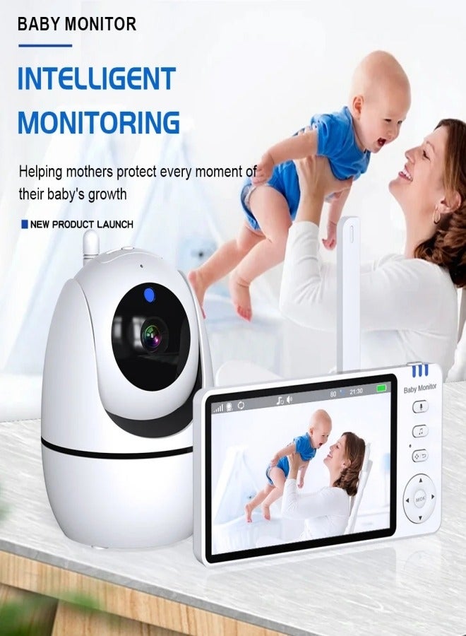 Jubilin 5.0" Baby Monitor, 720P Screen Baby Monitor, 2X Digital Zoom, Two-Way Audio, Temperature Monitoring, Night Vision, Including Camera Stand, VOX Sound Detection, 8 Pieces of Music - Image 4