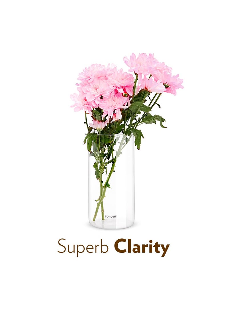 BOROSIL Borosil Glass Vase 1200 ml, Transparent Flower Pot for Home Decor, Interior Design, Made with 100% Borosilicate Glass, Centerpieces for Living Room, Kitchen, Office, Outdoor, Garden, Wedding Gift  - Image 2