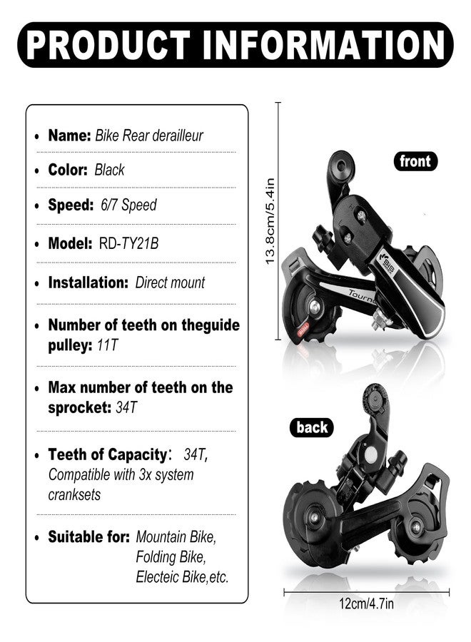 Relwears RD-TY21B 6/7 Speed Direct Mount Derailleur for Mountain Tricycle Commuter Cruiser Bike - Image 2