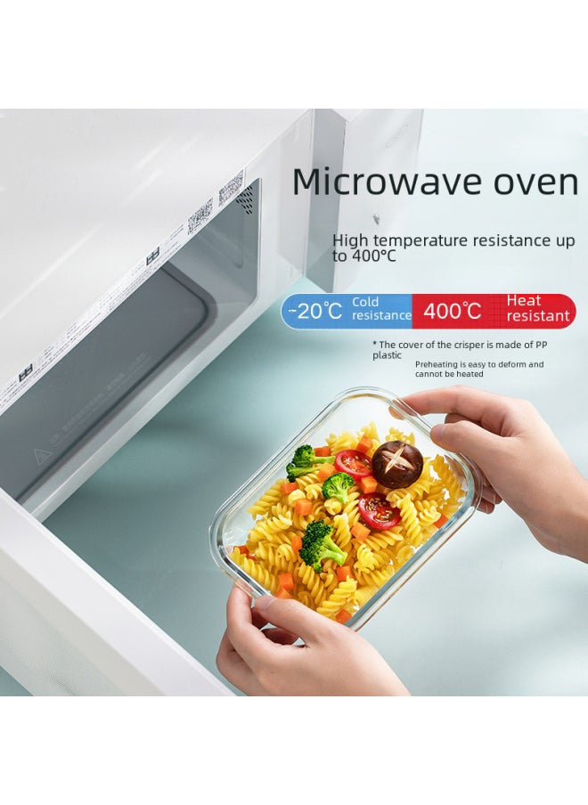 Generic - Daily Use Lunch Box/preservation Box Rice Box Microwavable Leakproof Durable Plastic Food Storage Container-Specifications:Round 660 + [three Squares] 960ml Long + Bag + Tableware-Color:Star Sea Blue - Image 1