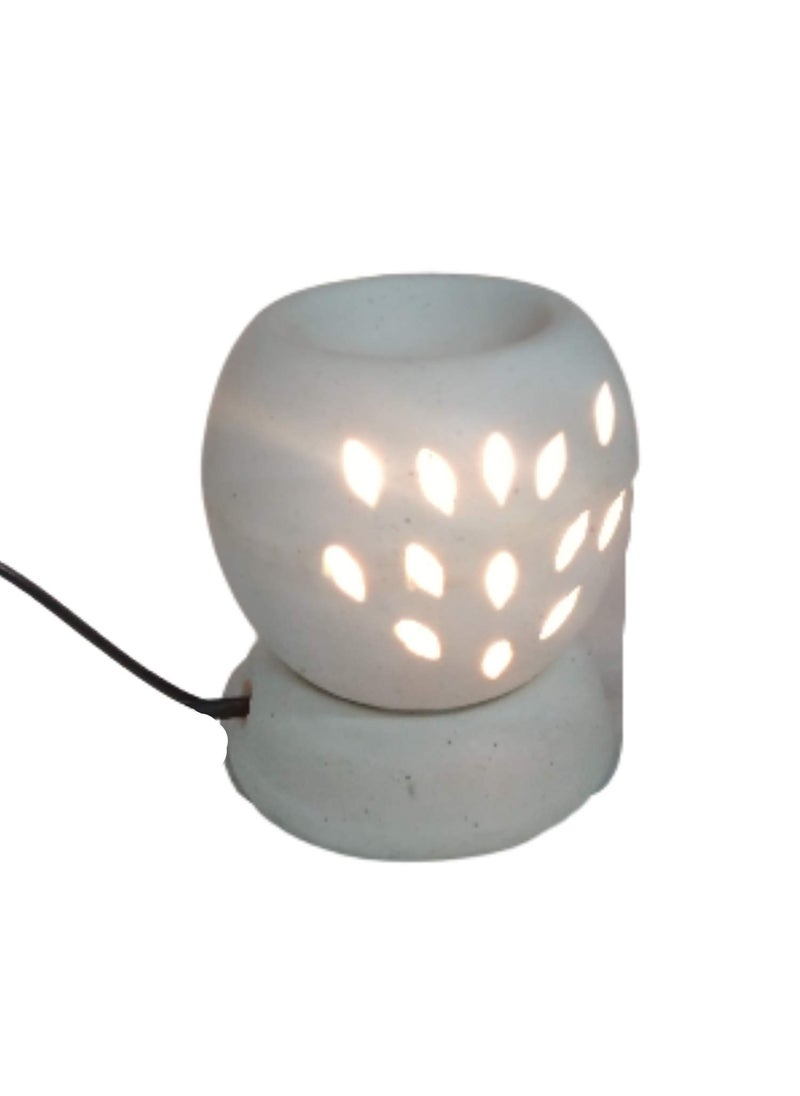 India Meets India India Meets India Electric Diffuser Aroma Oil Burner Air Freshener Handicraft by Awarded Indian Artisan Round White 4 Inch  - Image 3