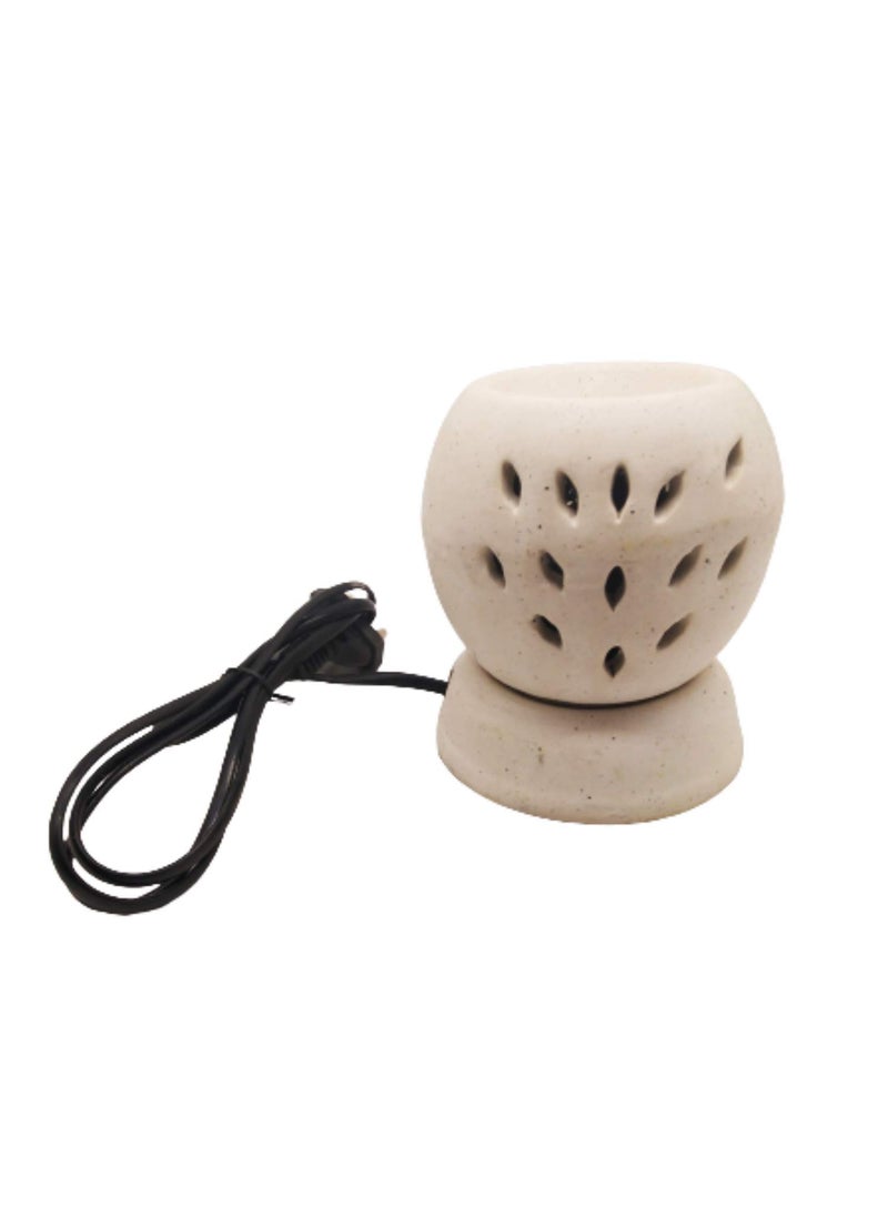 India Meets India India Meets India Electric Diffuser Aroma Oil Burner Air Freshener Handicraft by Awarded Indian Artisan Round White 4 Inch  - Image 1