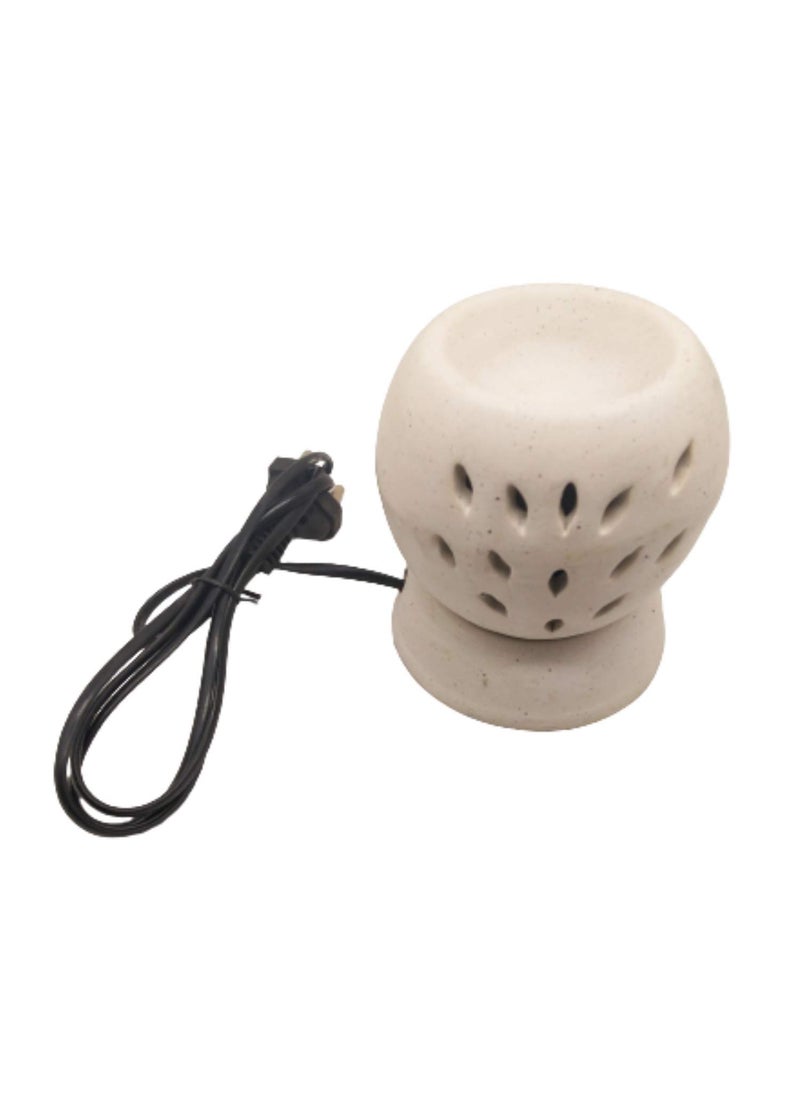 India Meets India India Meets India Electric Diffuser Aroma Oil Burner Air Freshener Handicraft by Awarded Indian Artisan Round White 4 Inch  - Image 2