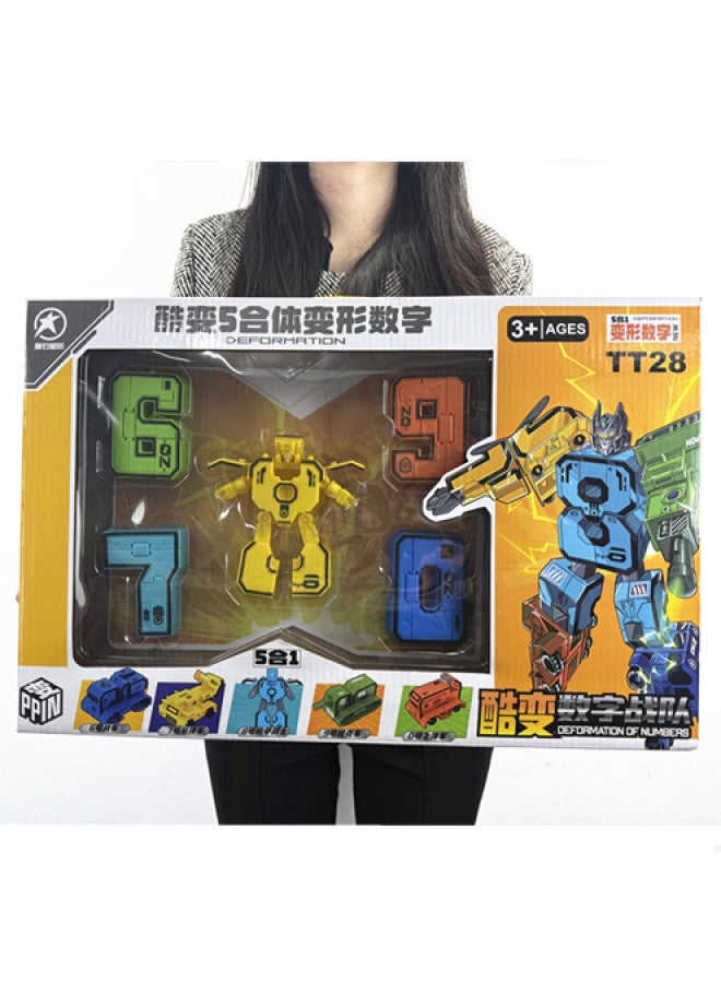 Children's Educational Toy Robot Transforming Digital Assembly Puzzle Playset Street Vendor Model Plastic Construction Kit-Color:Default - Image 4
