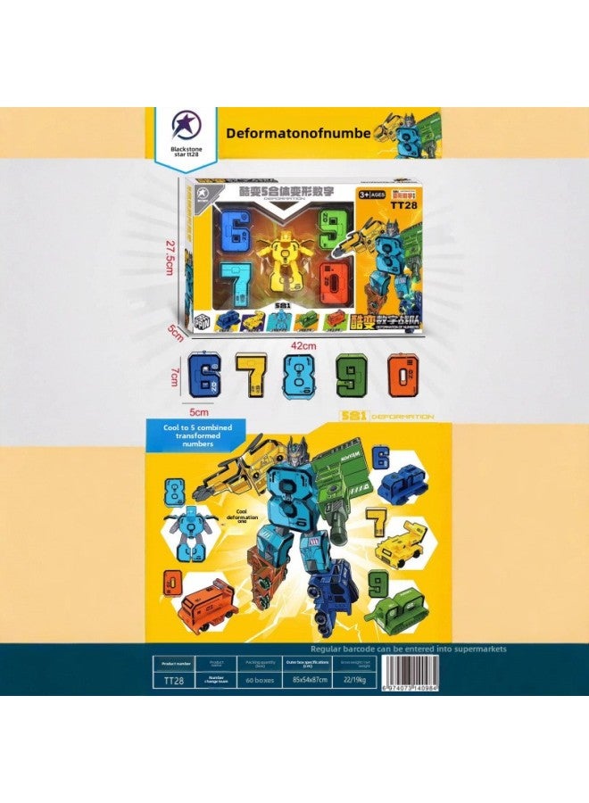 Children's Educational Toy Robot Transforming Digital Assembly Puzzle Playset Street Vendor Model Plastic Construction Kit-Color:Default - Image 3