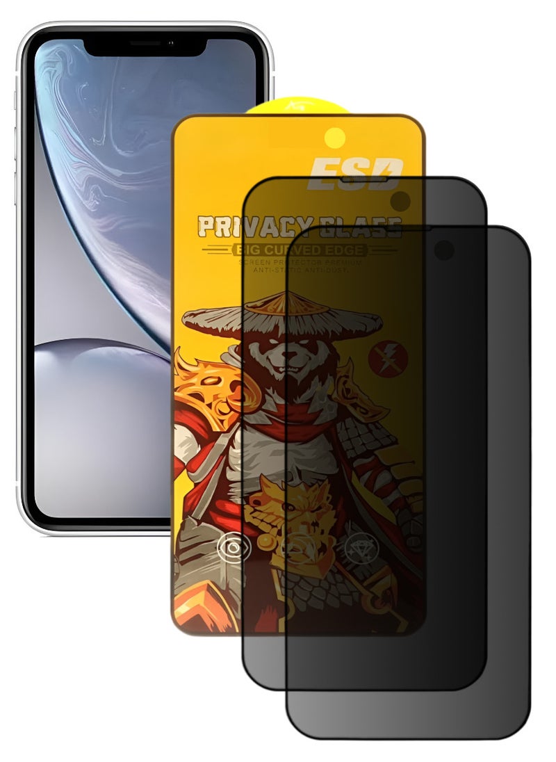ESD 2 Pieces Tempered Dustproof Privacy Glass Screen Protector Compatible For iPhone XR - Image 1