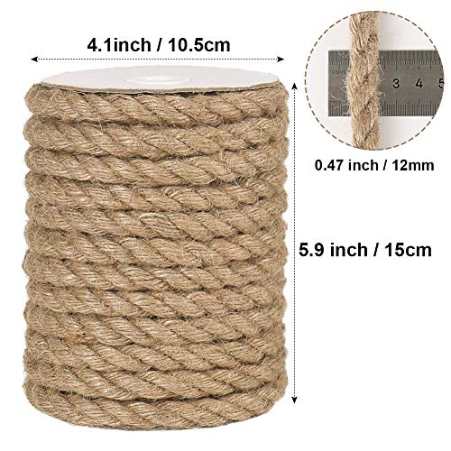 Tenn Well 12mm Jute Rope, 33 Feet Heavy Duty and Thick Rope Twine for Crafting, Gardening, Cat Scratching Post, Home Decoration - Image 5