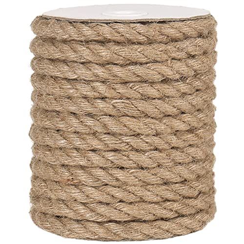 Tenn Well 12mm Jute Rope, 33 Feet Heavy Duty and Thick Rope Twine for Crafting, Gardening, Cat Scratching Post, Home Decoration - Image 1