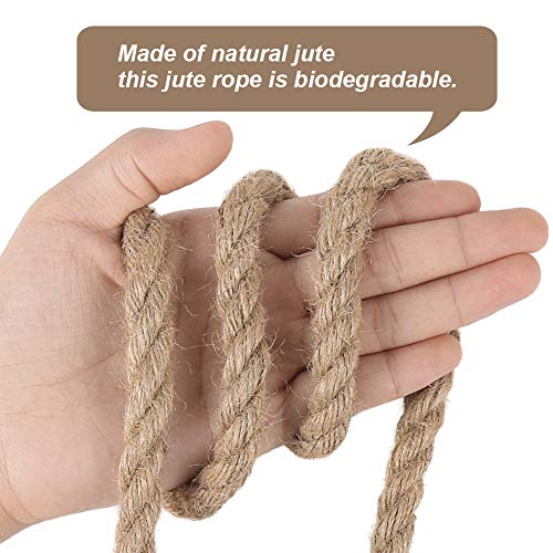 Tenn Well 12mm Jute Rope, 33 Feet Heavy Duty and Thick Rope Twine for Crafting, Gardening, Cat Scratching Post, Home Decoration - Image 2