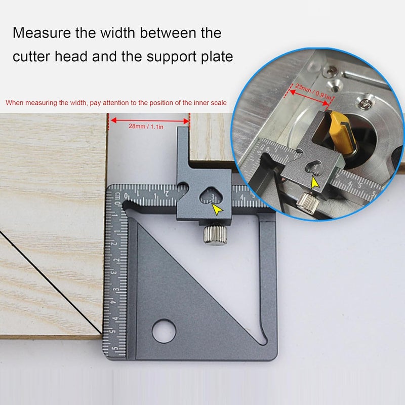 Hilitand 3D Multi Angle Measuring Ruler, Aluminum Alloy Woodworking Square Protractor with Height Width Diameter Measurement, for Carpenters Engineers DIY Woodworking Projects - Image 4