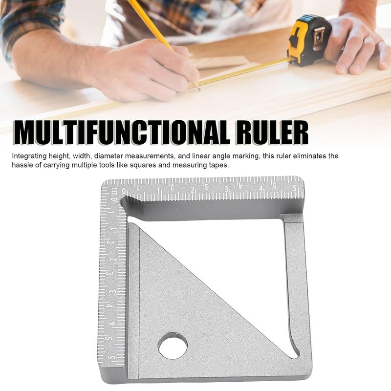 Hilitand 3D Multi Angle Measuring Ruler, Aluminum Alloy Woodworking Square Protractor with Height Width Diameter Measurement, for Carpenters Engineers DIY Woodworking Projects - Image 3