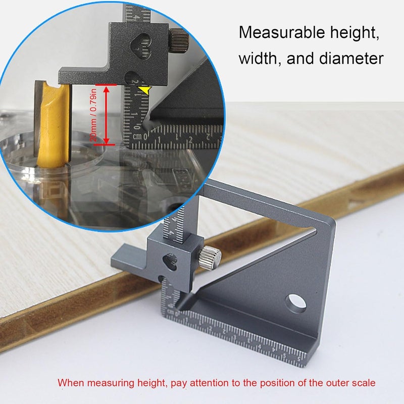 Hilitand 3D Multi Angle Measuring Ruler, Aluminum Alloy Woodworking Square Protractor with Height Width Diameter Measurement, for Carpenters Engineers DIY Woodworking Projects - Image 5