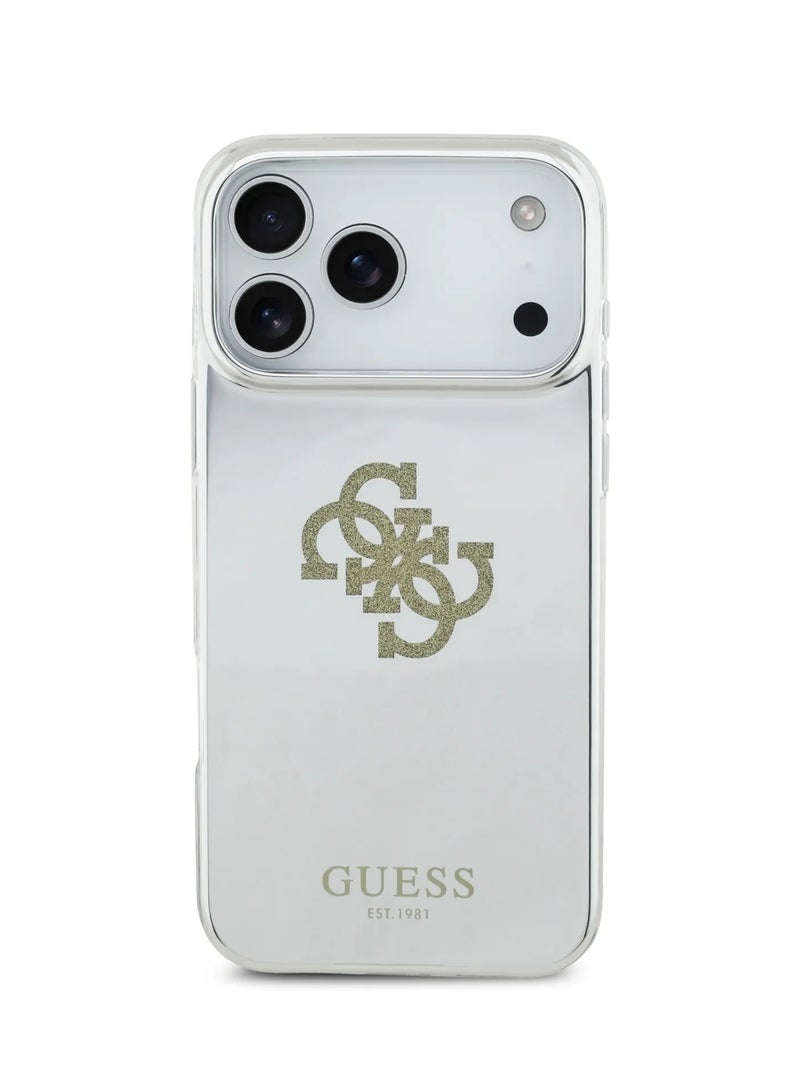 GUESS iPhone 17 Pro MagSafe PC+TPU Mirror Case with Big 4G Glitter Logo / Easy Snap-On / Drop Protection / Slim Profile / Lightweight Back Cover / Comfortable Grip - Gold - Image 1